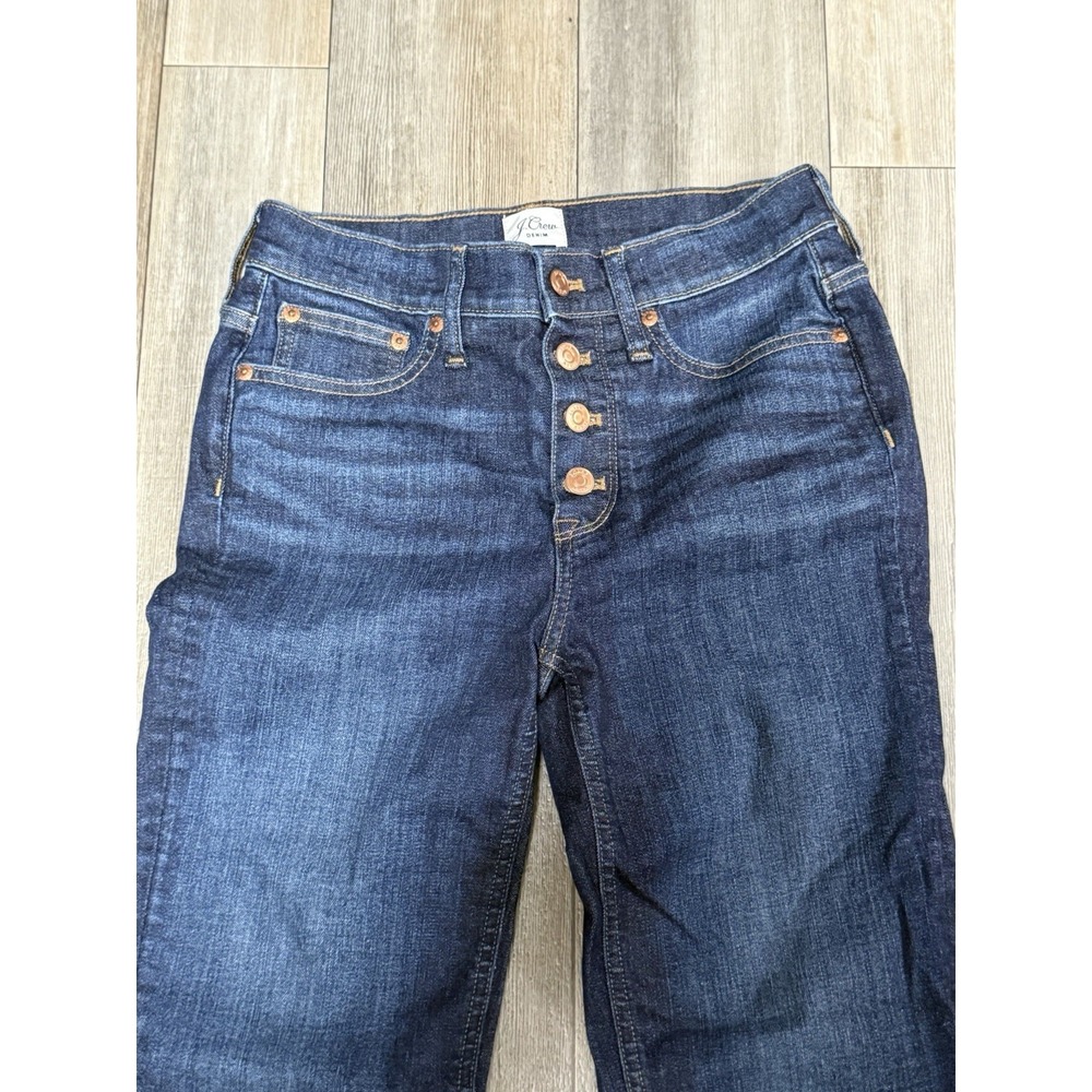 J.Crew Denim Women's Sz 26 Blue Billie Demi Boot Cut Crop Button Fly Jeans - Picture 2 of 7